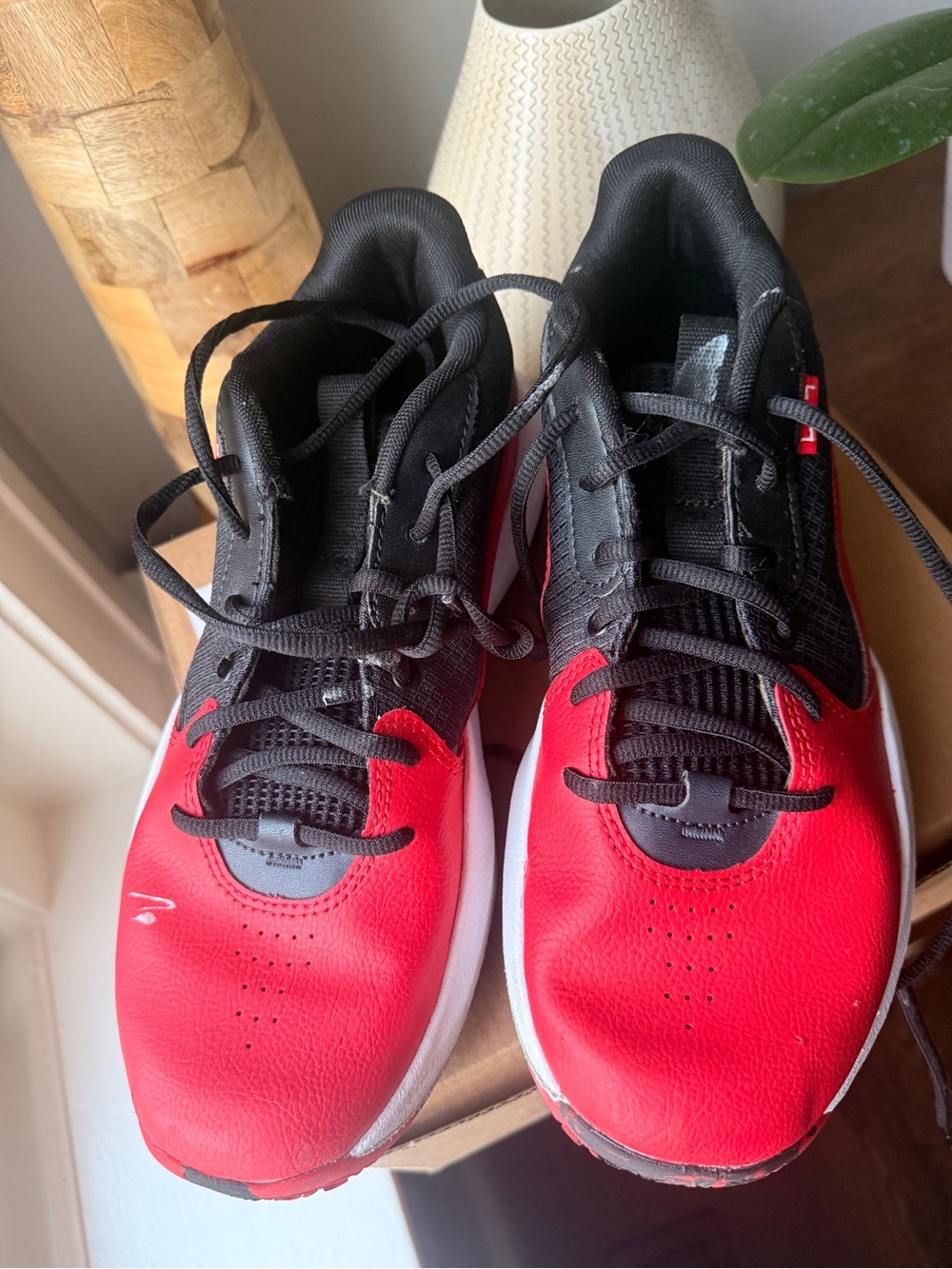 Under Armour Black and Red Athletic Basketball Shoe